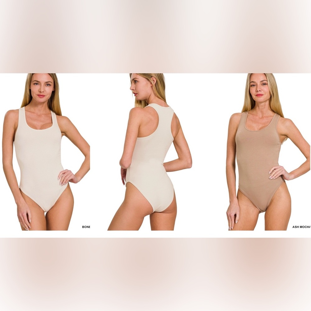 Zenana Outfitters Women's Bodysuit - Bone and Ash Mocha